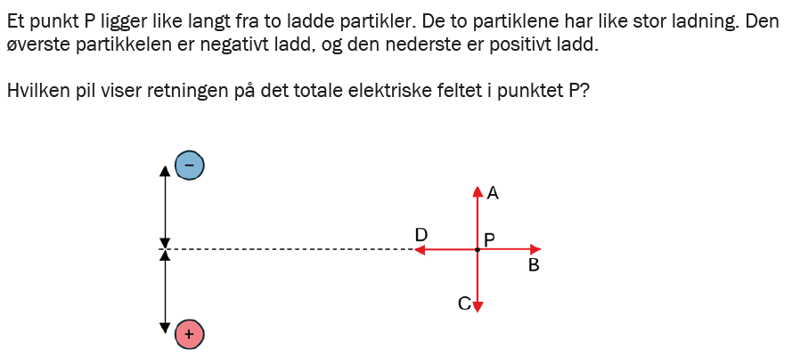 Flervalgsoppgave H25, oppgave 1i – Elektriske felt