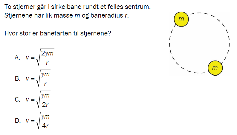 Flervalgsoppgave V23, oppgave 1i – Gravitasjon