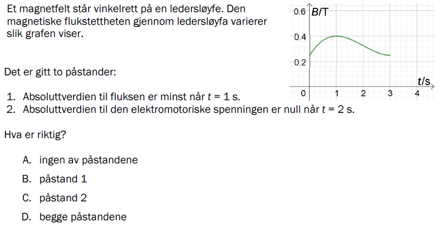 Flervalgsoppgave V23, oppgave 1n – Induksjon