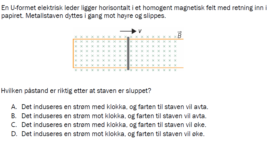 Flervalgsoppgave V23, oppgave 1p – Induksjon