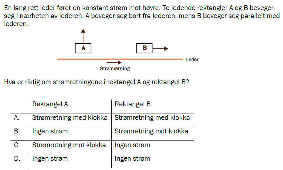 Flervalgsoppgave V23 eksempel, oppgave 1l – Induksjon