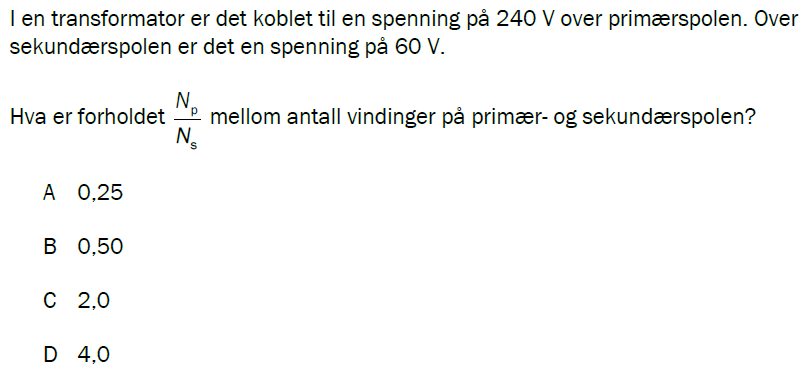 Flervalgsoppgave V24, oppgave 1n – Induksjon