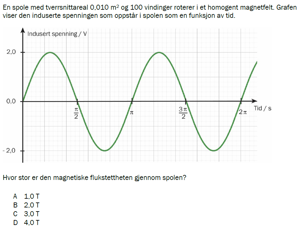 Flervalgsoppgave V25, oppgave 1o – Induksjon