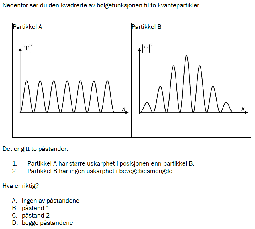 Flervalgsoppgave H23, oppgave 1s – Kvantefysikk