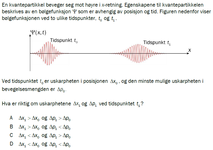 Flervalgsoppgave H24, oppgave 1t – Kvantefysikk