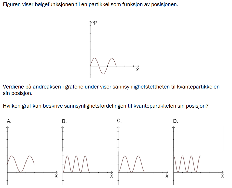 Flervalgsoppgave V23, oppgave 1t – Kvantefysikk