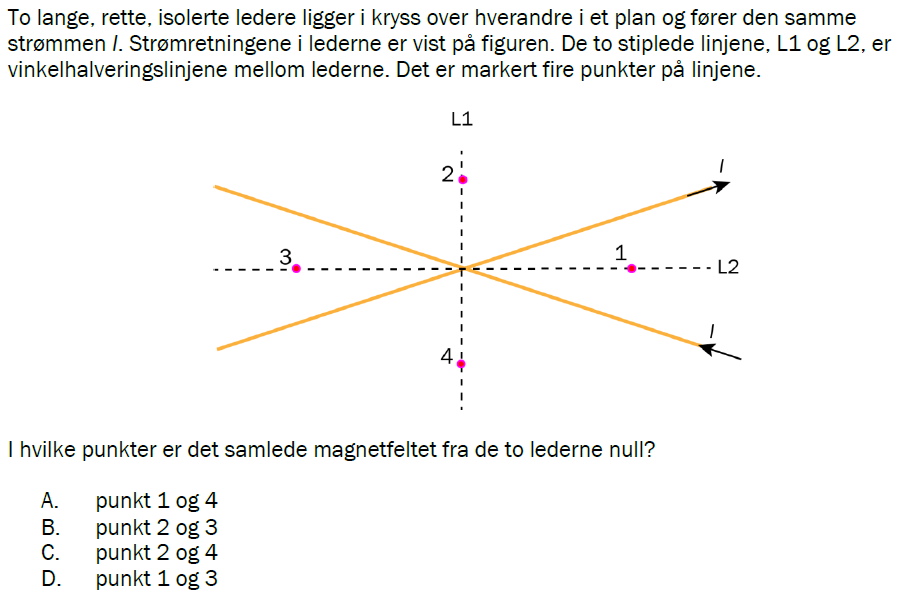 Flervalgsoppgave H23, oppgave 1n – Magnetisme