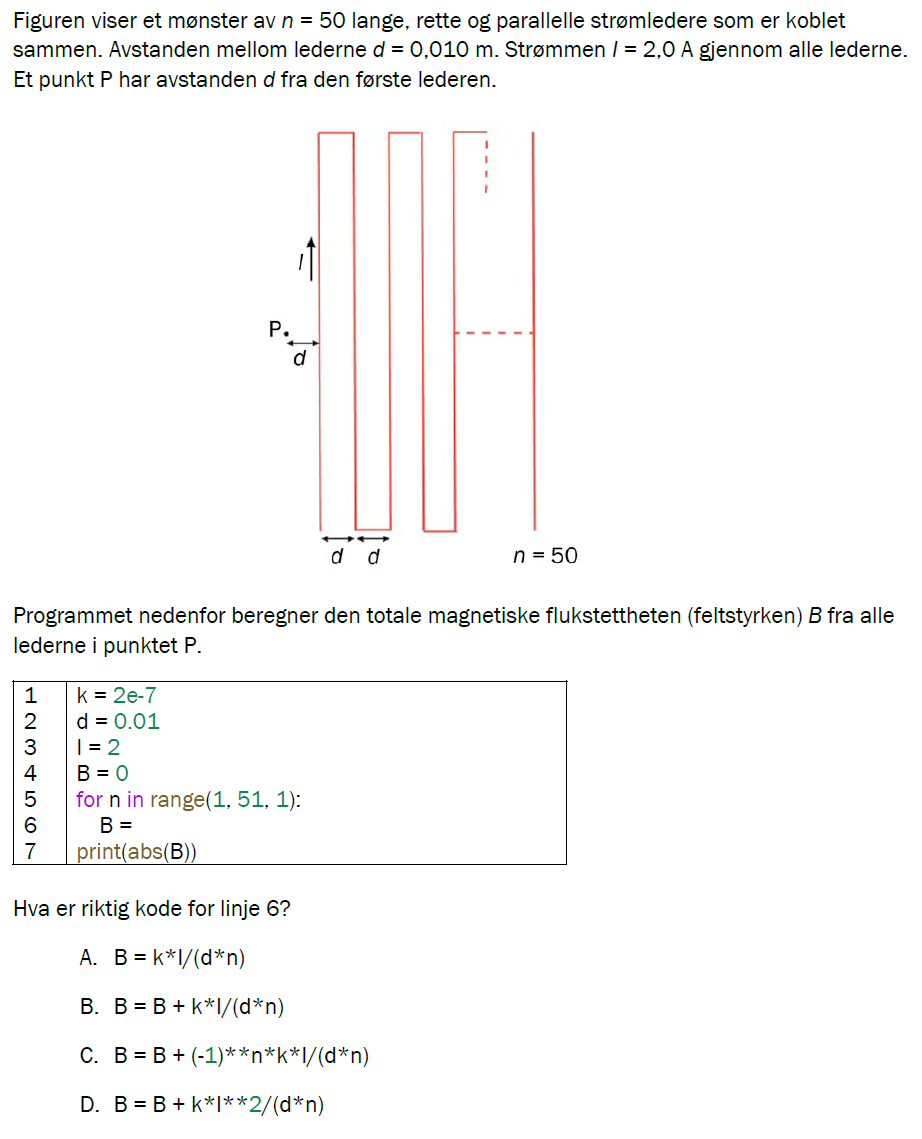 Flervalgsoppgave V23, oppgave 1k – Magnetisme