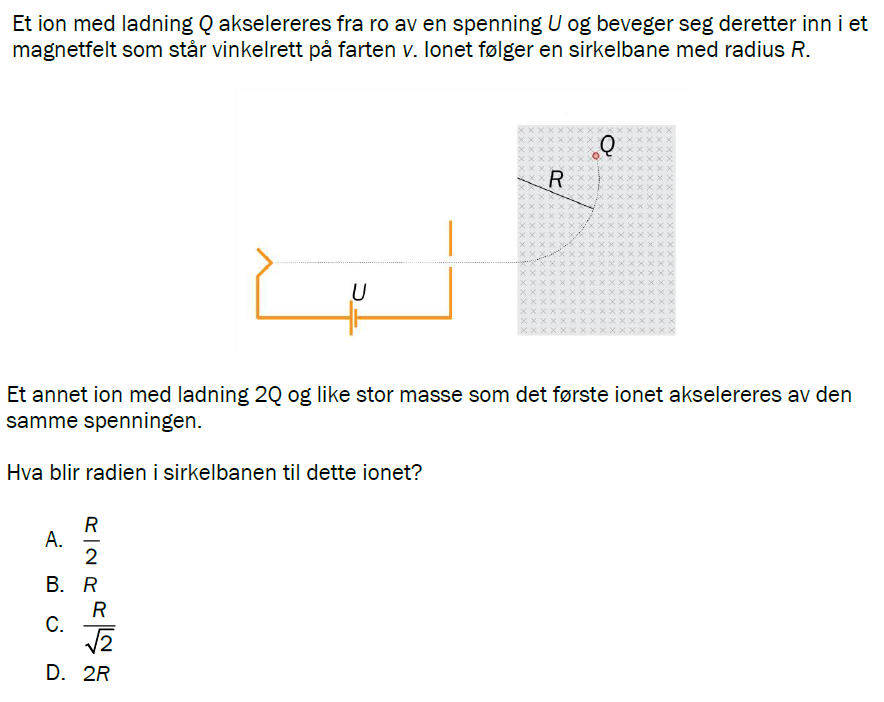 Flervalgsoppgave V23 eksempel, oppgave 1j – Magnetisme