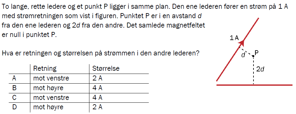 Flervalgsoppgave V24, oppgave 1j – Magnetisme