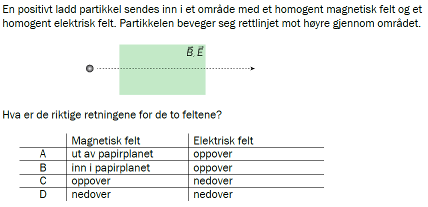 Flervalgsoppgave V24, oppgave 1m – Magnetisme