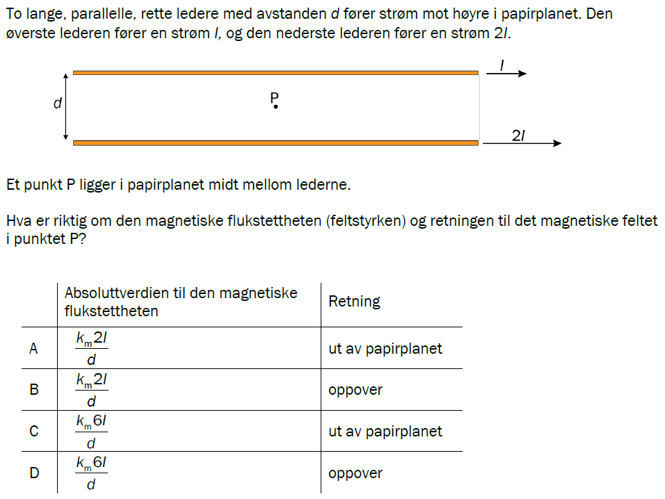 Flervalgsoppgave V25, oppgave 1m – Magnetisme