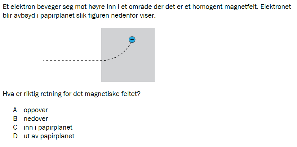 Flervalgsoppgave V25, oppgave 1n – Magnetisme