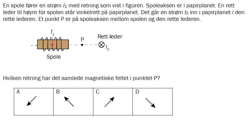 Flervalgsoppgave V26, oppgave 1l – Magnetisme