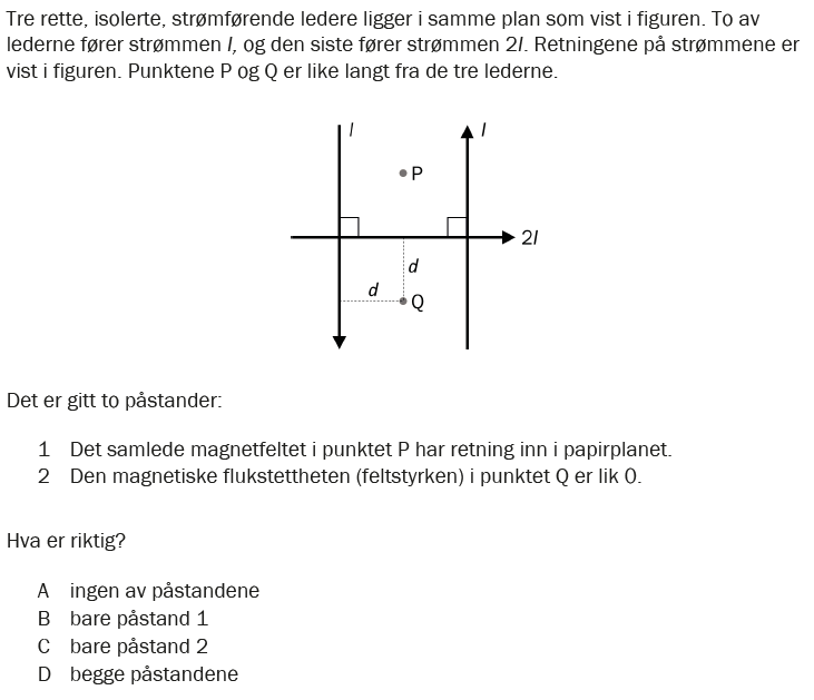 Flervalgsoppgave V26, oppgave 1m – Magnetisme