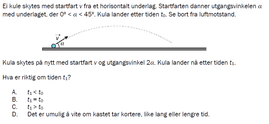 Flervalgsoppgave H23, oppgave 1b – Mekanikk