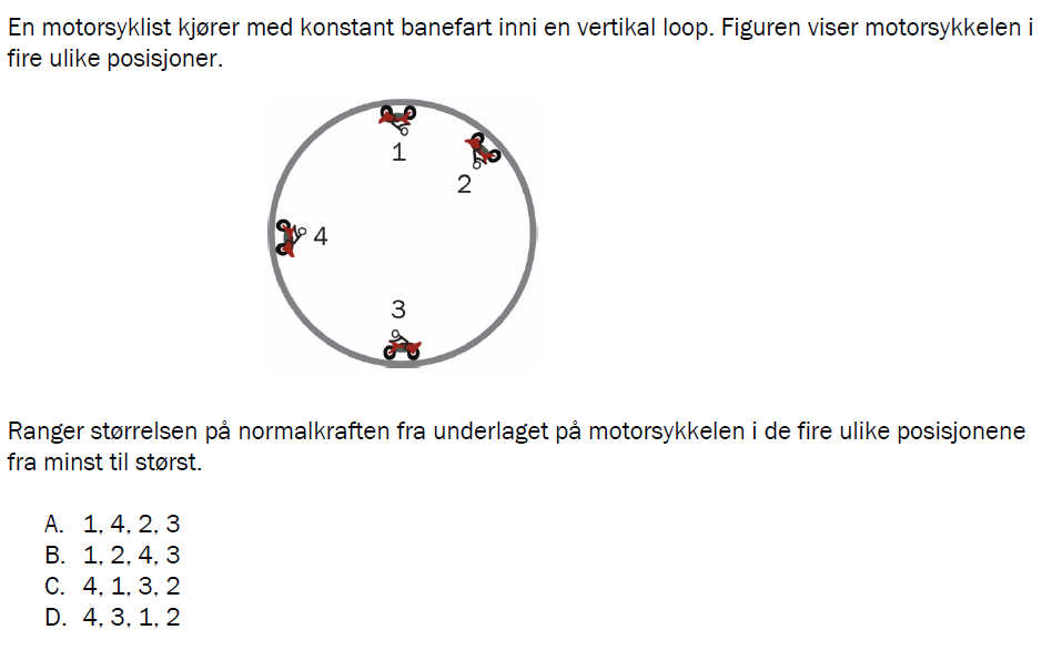 Flervalgsoppgave H23, oppgave 1g – Mekanikk