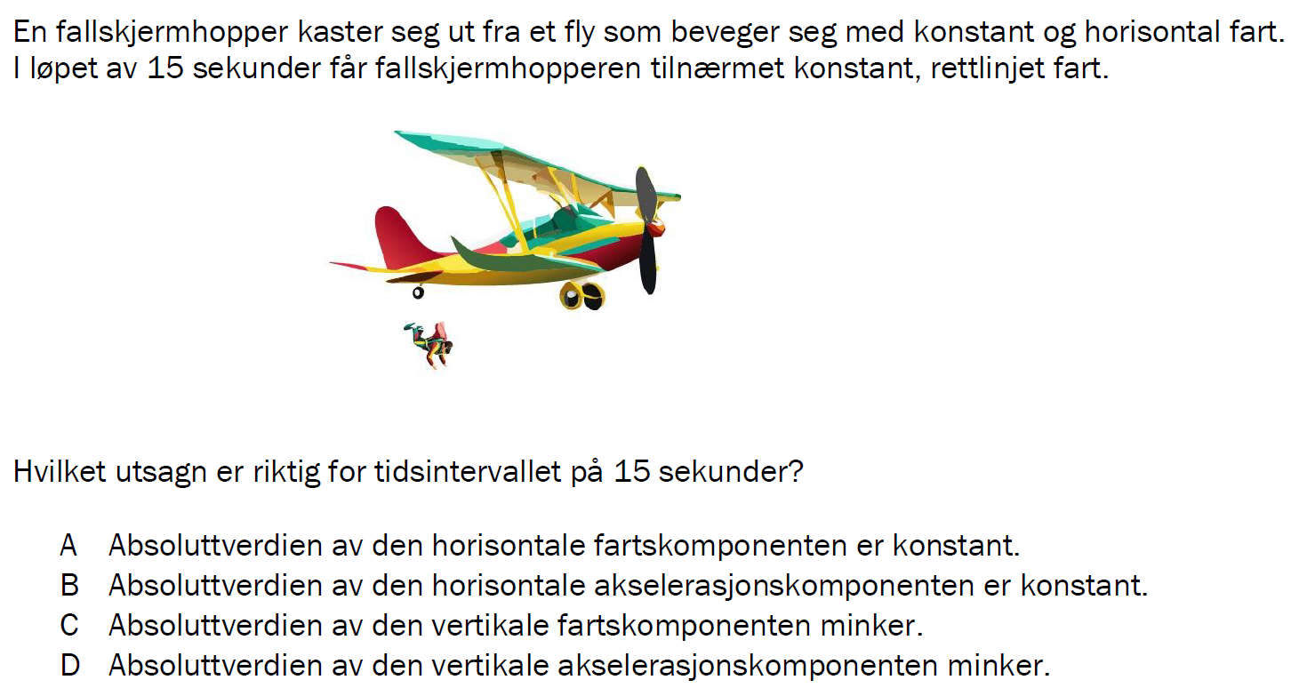 Flervalgsoppgave H24, oppgave 1a – Mekanikk