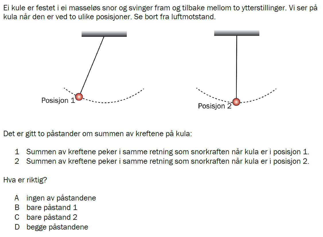 Flervalgsoppgave H24, oppgave 1f – Mekanikk