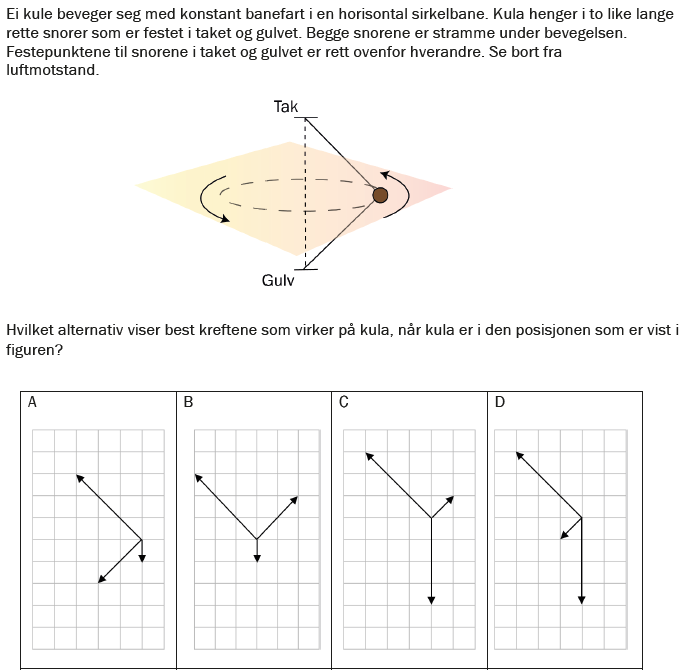 Flervalgsoppgave H25, oppgave 1c – Mekanikk