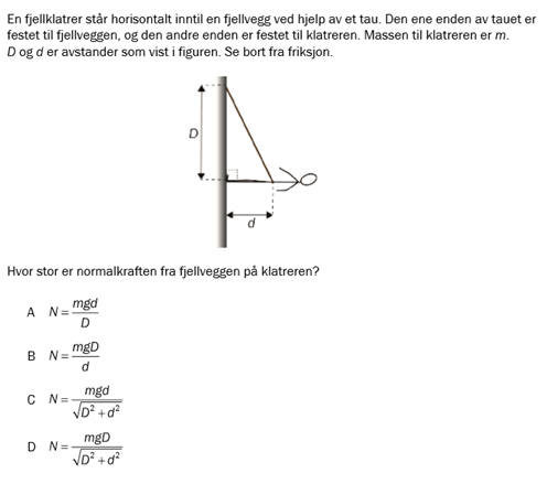Flervalgsoppgave H25, oppgave 1d – Mekanikk