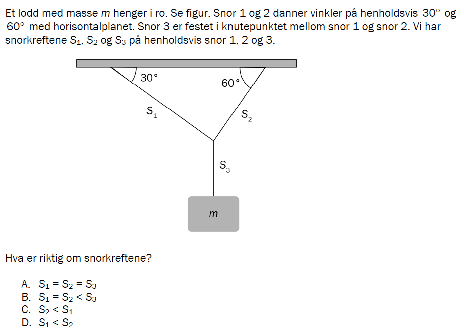 Flervalgsoppgave V23, oppgave 1c – Mekanikk