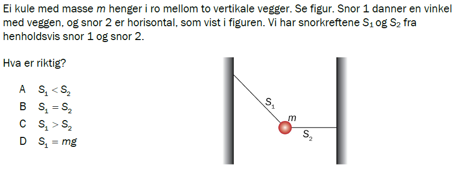 Flervalgsoppgave V24, oppgave 1b – Mekanikk
