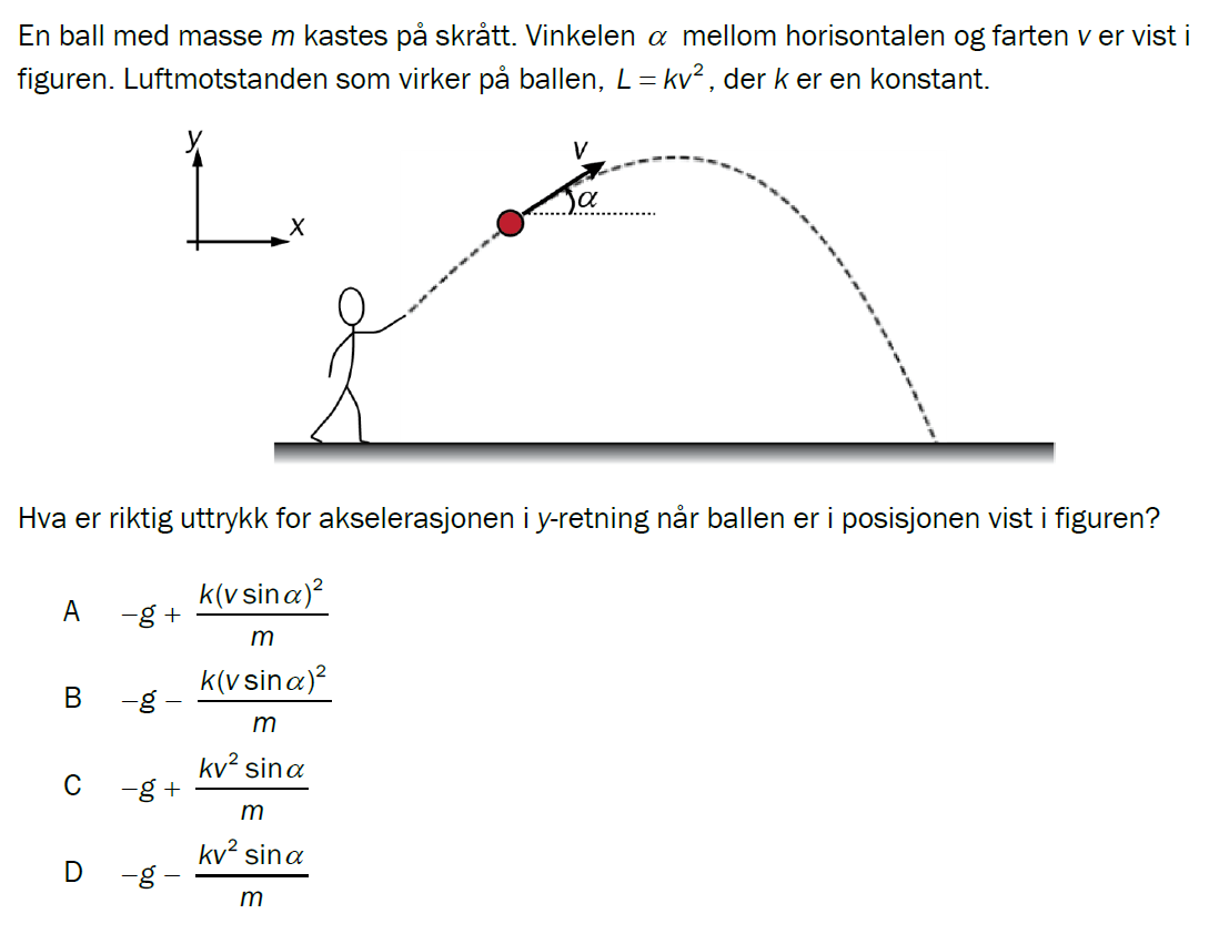 Flervalgsoppgave V25, oppgave 1c – Mekanikk