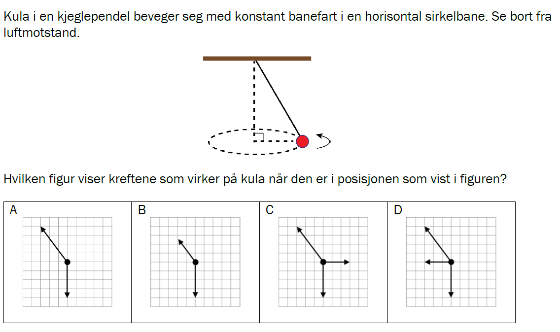 Flervalgsoppgave V25, oppgave 1d – Mekanikk