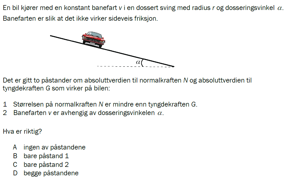 Flervalgsoppgave V25, oppgave 1g – Mekanikk