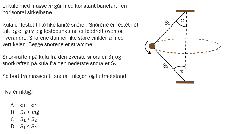 Flervalgsoppgave V26, oppgave 1f – Mekanikk
