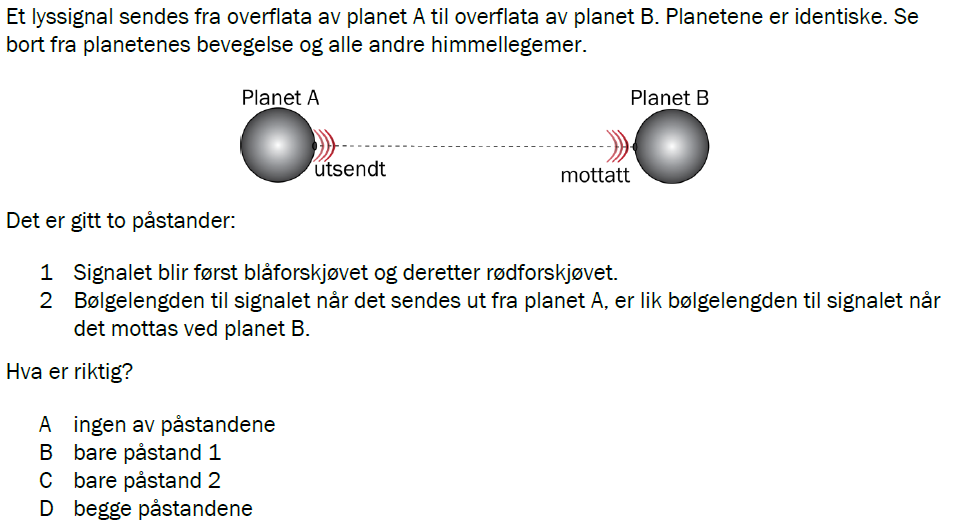 Flervalgsoppgave H24, oppgave 1s – Relativitet