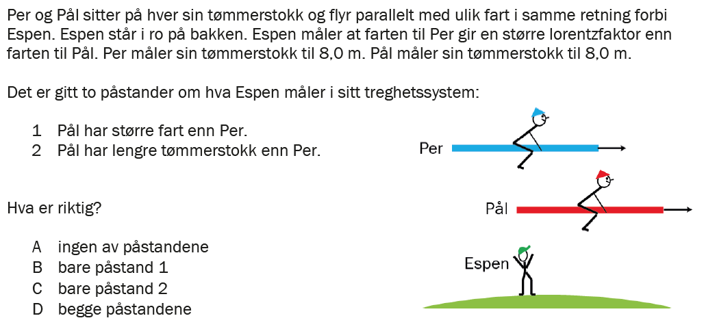 Flervalgsoppgave H25, oppgave 1q – Relativitet