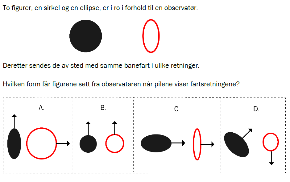 Flervalgsoppgave V23, oppgave 1r – Relativitet