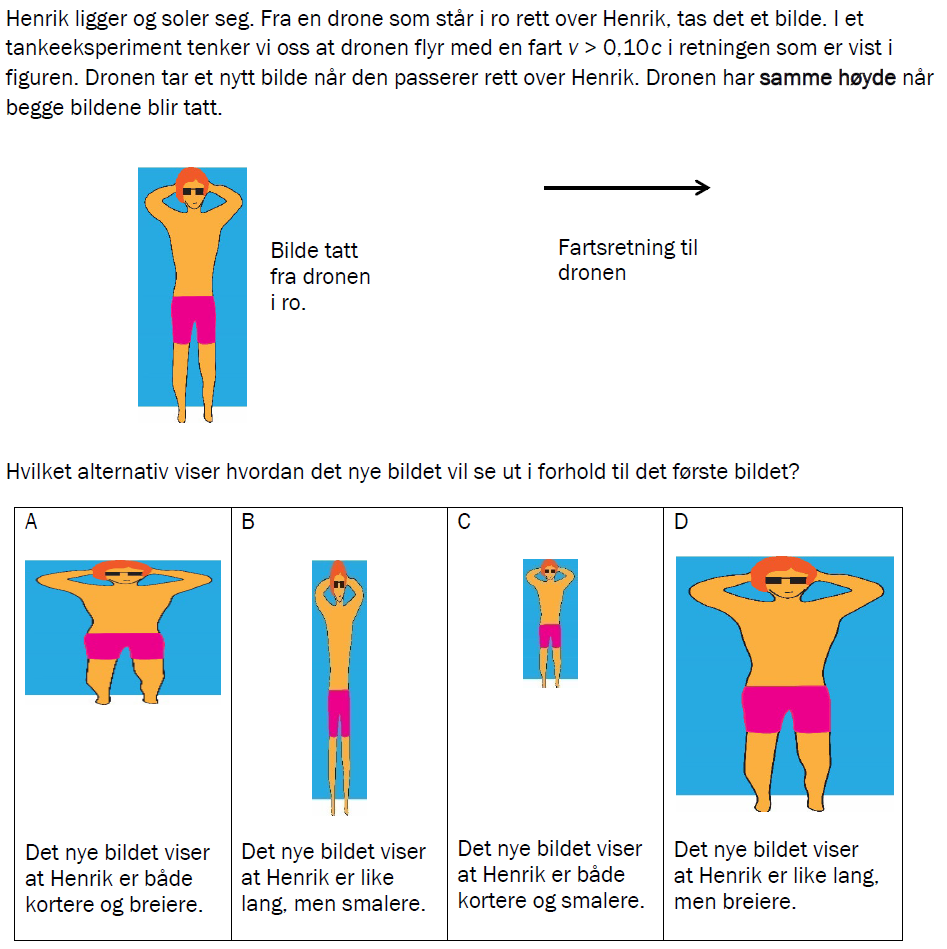 Flervalgsoppgave V24, oppgave 1o – Relativitet