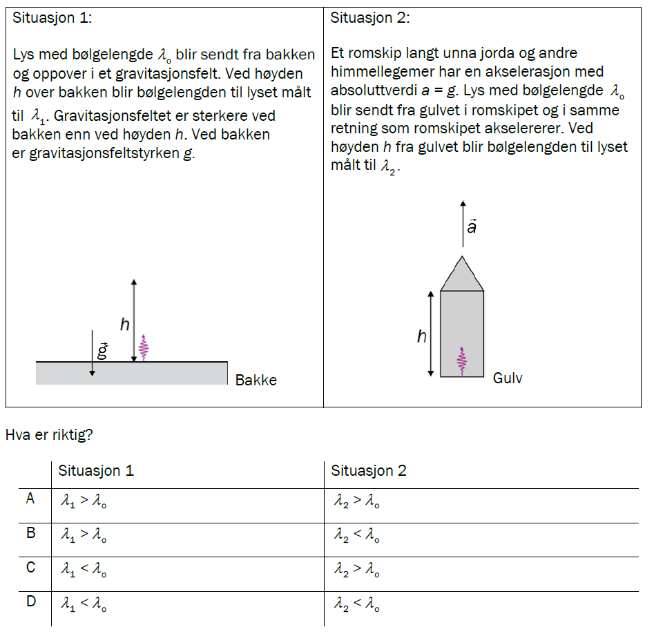 Flervalgsoppgave V25, oppgave 1s – Relativitet