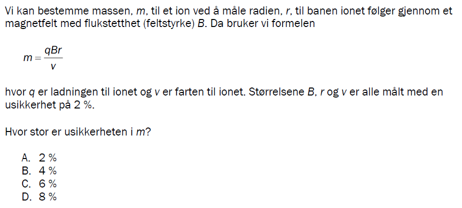 Flervalgsoppgave H23, oppgave 1a – Databehandling og usikkerhet