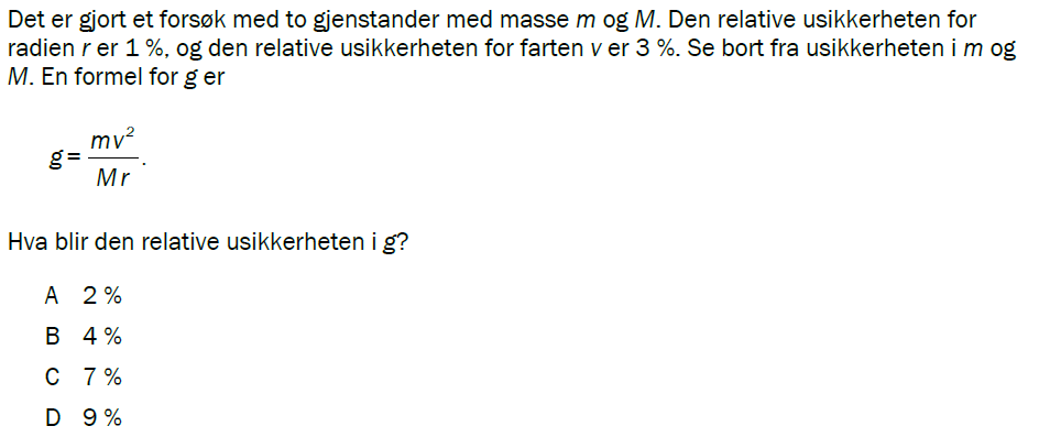 Flervalgsoppgave V24, oppgave 1a – Databehandling og usikkerhet